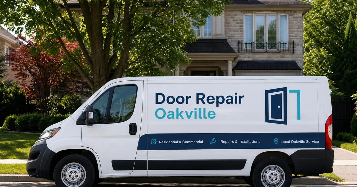 Door repair service vehicle serving Oakville, Ontario